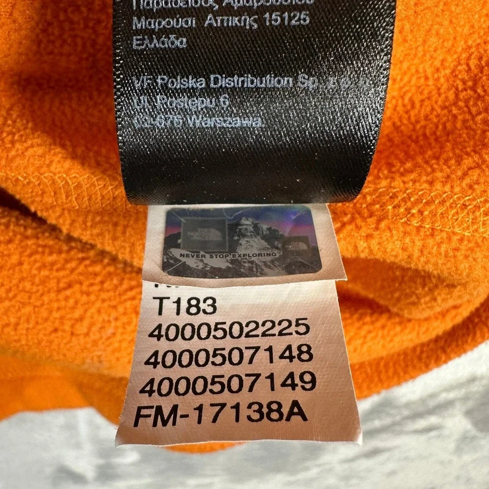 The North Face Fleece Mens M Orange TKA 100 Quarter Zip Pullover Sweater T183